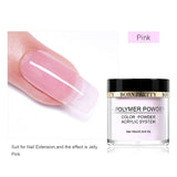 BORN PRETTY Polvo de acrílico transparente blanco rosado 10ml Extensión de la punta Polvo de polímero de uñas francés Acrílico Cepillo Cristal Contenedor de vidrio