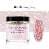 BORN PRETTY Polvo de acrílico transparente blanco rosado 10ml Extensión de la punta Polvo de polímero de uñas francés Acrílico Cepillo Cristal Contenedor de vidrio