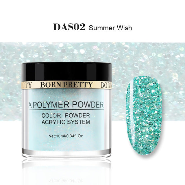 BORN PRETTY Polvo de acrílico transparente blanco rosado 10ml Extensión de la punta Polvo de polímero de uñas francés Acrílico Cepillo Cristal Contenedor de vidrio