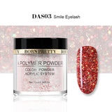 BORN PRETTY Polvo de acrílico transparente blanco rosado 10ml Extensión de la punta Polvo de polímero de uñas francés Acrílico Cepillo Cristal Contenedor de vidrio