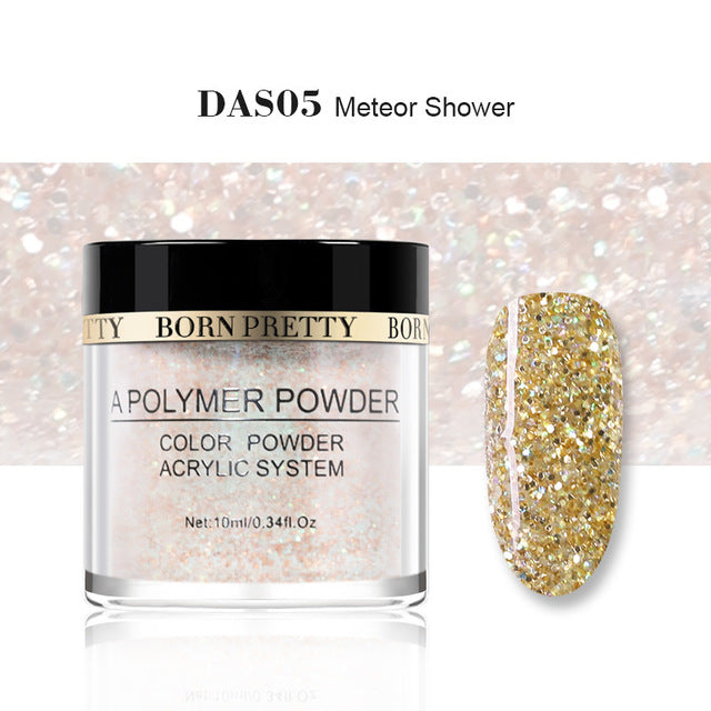 BORN PRETTY Polvo de acrílico transparente blanco rosado 10ml Extensión de la punta Polvo de polímero de uñas francés Acrílico Cepillo Cristal Contenedor de vidrio