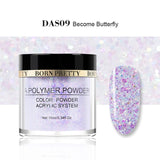 BORN PRETTY Polvo de acrílico transparente blanco rosado 10ml Extensión de la punta Polvo de polímero de uñas francés Acrílico Cepillo Cristal Contenedor de vidrio