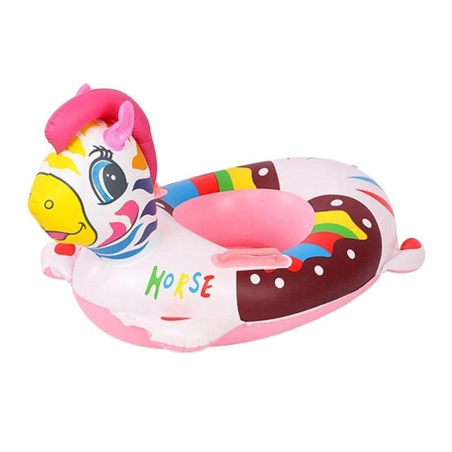 Animal de dibujos animados Bebé Asiento de la Piscina Anillo de Natación de Seguridad Inflable con Asa Agua Diversión Juguetes de la Piscina Entrenador de Ayuda Barco Flotador de Playa
