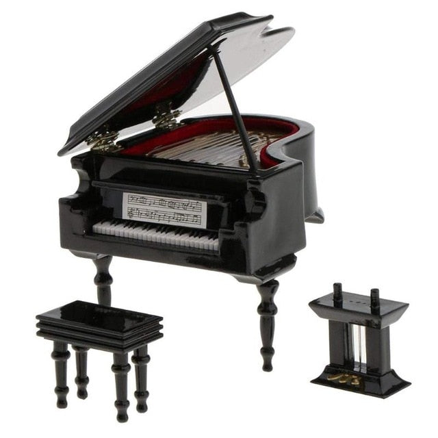 1:12 Taburete Kit de piano Adornos Modelos de madera en miniatura Juguetes Casa de muñecas Casa de muñecas en miniatura Decoración Modelo de instrumento musical