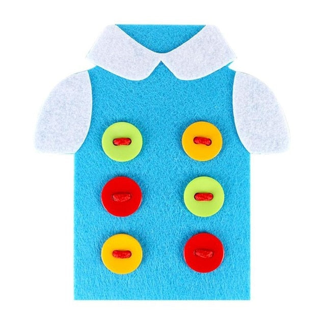 Niños bricolaje ropa hecha a mano de juguete creativo niños hilos de coser botones de montaje de dibujos animados rompecabezas niño aprendizaje educativo juguete